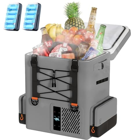 LiTHELi FrozenPack - Frigorifero elettrico portatile per auto, 20 l, 12/24 V DC 100-240 V AC, per campeggio, viaggi, camper, frigorifero con 2 batterie, raffreddamento rapido 15 minuti