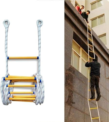 GJMSSMY Scala antincendio, Scala di Corda antincendio, Scala di Corda antincendio, Scala di Emergenza antincendio, Scala antincendio con Portata Fino a 420 kg, con Ganci per finestre e balconi (15 m
