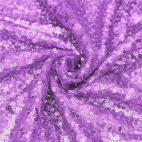 sourcing map Light Purple Sequin Fabric, by the Yard, 1 Yard Length 4.3ft Wide Sequin Velvet Fabric Shiny Sparkly Cloth for DIY Sewing, Dress, Backdrop, Tablecloth, Table Runner