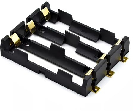 Qsvbeeqj 18650 batterifodral hållare 3 kortplatser/4 fack 3,7 V batteri förvaringsbox i parallell eller serie med klämmor stift box