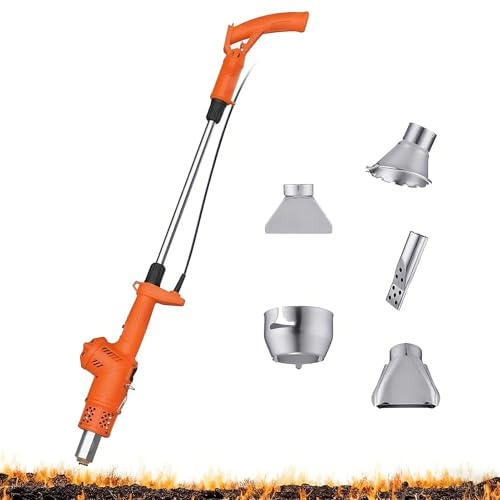 Quemador eléctrico de malas hierbas y encendedor de barbacoa, linterna de aire caliente de 2000 W con 5 boquillas, calor de 650 °C para jardinería, patio, entrada, cable de 6 pies