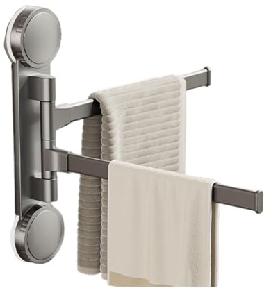 Portasciugamani da parete girevole, supporto per asciugamani da bagno, design girevole a più bracci, porta asciugamani rotante con forti staffe di supporto, organizer impermeabile per asciugamani da
