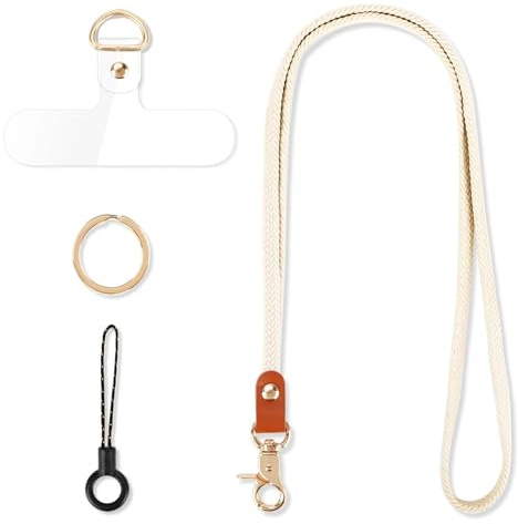 Nyckelband för upphängning nyckelknippa band snodd nyckelband lång med karbinhake för nycklar, ID-kort, mobiltelefon, lärare beige bomull