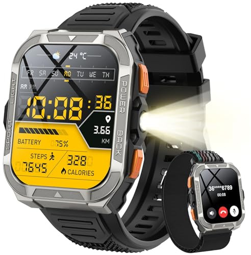 Blackview Smartwatch Herren mit integriertem GPS & Kompass, Bluetooth-Anrufe, 900 mAh Akku, Sportuhr mit Schrittzähler, Fitnessuhr, 110+ Sportmodi, Gesundheits und Schlafmonitor, Uhr für Android iOS