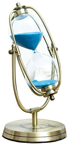 Sanduhr als Dekoration, in der Küche beim Kochen oder als Kontrolluhr beim Lernen, Metallbronze, Rotating Blue in 60 Mins, 60 Mins