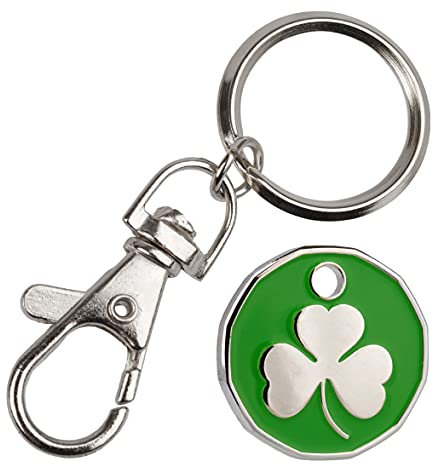 1 unit New Shape £1 coin Trolley Tokens Keyrings Supermarket Locker (Shamrock)