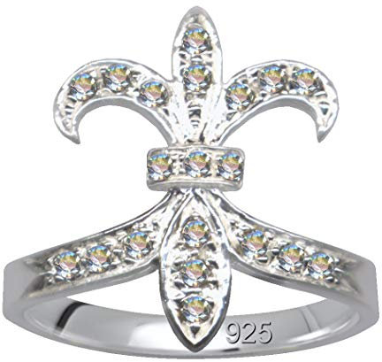 RING Lilie/Echt Silber 925 mit Zirkonia/Jugendstil Design/Steinfarbe: klar weiss/modern cool trendy hip/Online Shop Schmuck kaufen / 59078