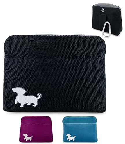 Swaggly Extra Small Dog Treat Pouch – Slim Magnetic Pocket Dog Treat Bag for Walking & Training – Discreet Clip On Treat Pouch for Leash, Waistband or Pocket – Mess Free Storage (Black/Gray)