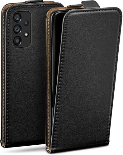 moex Flip Case für Samsung Galaxy A53 5G Hülle klappbar mit 360 Grad Schutz, Handyhülle mit Displayschutz, PU Leder Handytasche Lederhülle, Flip Case Cover Klapphülle, Schwarz
