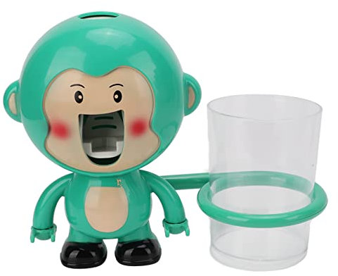 SYH&AQYE Dispenser di dentifricio a Parete, Pasta Forte, Mani libere, Cartone Animato, Aspetto Scimmia, con Tazza Trasparente, per Bagno, spremi dentifricio per Bambini e Adulti
