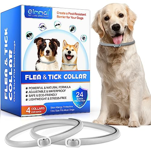 Collare antipulci per cani da 4 pezzi, efficace collare antipulci per cani, collare antizecche per di taglia piccola, media e grande