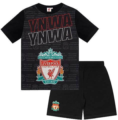 Liverpool FC Official Football Boys Short Pyjamas YNWA Black 12-13 Years
