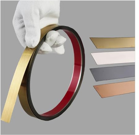 Moulures décoratives autocollantes en WZERHO - 10 m x 1 cm - Bandes murales autocollantes - Baguettes chromées - Bandes réfléchissantes autocollantes (doré)