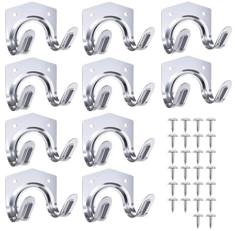 10 Pezzi Ganci Attrezzi da Giardino in Ferro, Porta Attrezzi a Doppio Gancio, Ganci Appendiabiti per Utensili, Ganci per Capannone, per Garage, Giardino, Deposito Attrezzi, con Viti e Cacciavite