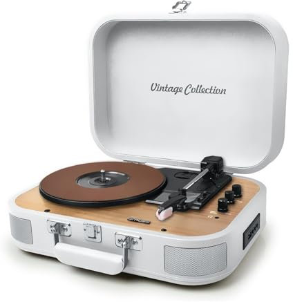 Platine Vinyle stéréo Muse MT201-WW, 33/45/78 TRS - Enceintes intégrées - Bluetooth USB Lecture/Encodage SD/AUX - Bois et Blanc