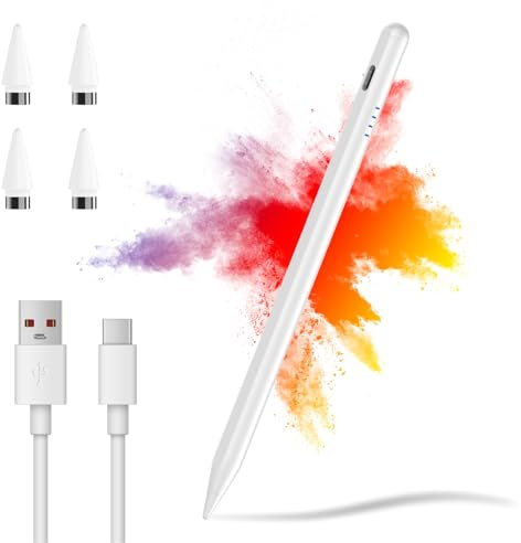 Stylus Pen, Digital und Smart für Touchscreens, Kompatibel Mit iPhone/Samsung A9+/Huawei/Lenovo M10/Android Smartphone & Tablet, Magnetischer Stift Wiederaufladbarer Schreibstift - Weiß