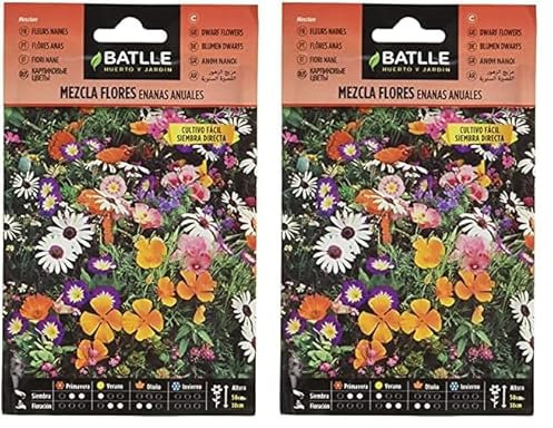 Semillas Batlle Mezcla Flores ENANAS anuales, Multicolor (Paquete de 2)