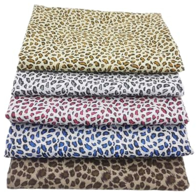 AMateschitz 5 piezas de tela de leopardo estampado de leopardo tela de algodón patchwork paquete con estampado de leopardo cuadrados de algodón telas para manualidades, costura, acolchados