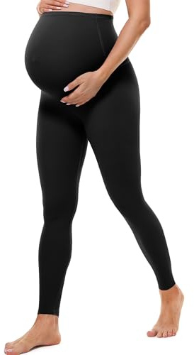 Buttergene Womens Clouduxi Maternity Leggings Over The Belly 25'' Soft Workout Activewear Yoga Pregnancy Pants Clothes Black