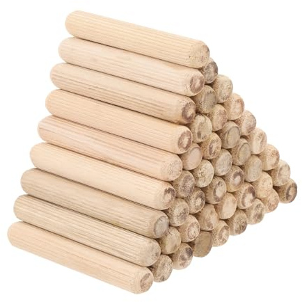 PATIKIL 12 x 80 mm (1/2 x 3-1/8 tum) träplugg set, 50-pack räfflade trästift pluggar trä raka spårstänger för möbler dörr konst och hantverk projekt
