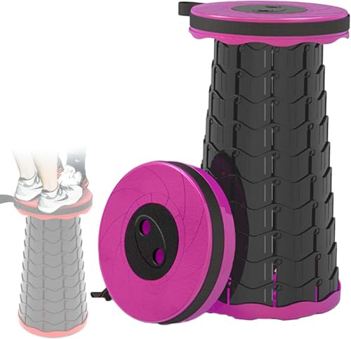 Sgabello pieghevole da campeggio, portatile, telescopico, design retrattile e leggero, portante 150 kg, regolabile e pieghevole, per viaggi e attività all'aperto