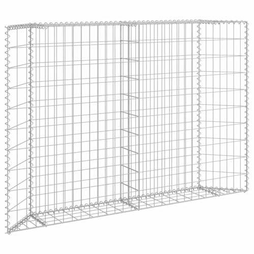 Mokuyary Letto rialzato a gabbione a trapezio in acciaio zincato 150 x 20 x 100 cm fioriera da giardino, vassoio per piante grasse, terrazza, patio, balcone