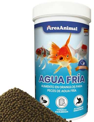 AreaAnimal - Comida Peces Agua Fria, Comida Granulos Peces 120G/250ML, Alimento para Goldfish, Koi y Cualquier Pez de Agua Fría, Fischfutter Enriquecida con Vitaminas y Minerales