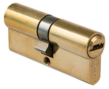 Amig - Cilindro de seguridad - Cerradura para puertas - Bombín de doble embrague -Leva larga - Incluye 5 llaves - Dorado - Medidas: 60 (30-30 mm)