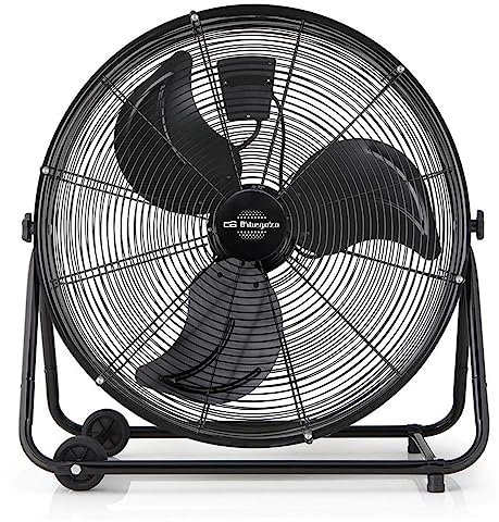 Orbegozo Pwt 3075 Ventilador Industrial Power Fan, Cabezal Inclinable, Aspas Metálicas De 75 Cm, 3 Velocidades De Ventilación, Ruedas De Transporte, 200 W, Metal