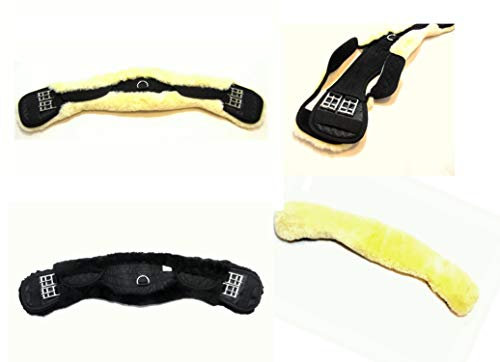 PS Pferdeartikel Weicher Mondgurt mit Lammfell - abnehmbar & verstärkt, Kurzgurt - Sattelgurt Größe Schwarz 45 cm / 18