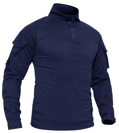 TACVASEN Sports Shirts Mens Cotton Polo T Shirts Running Men Shirts Working Soft Shirt Gym Sweatshirt Travel T-Shirt Top Tshirt, Navy Blue, UK M (fit Chest 36-39)