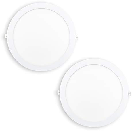 Popp® Pack x2 Placa Downlight LED Empotrable Circular 18W Luz neutra 4000K 1620Lumenes Corte de Techo Ø205mm, para cocina,pasillos,domitorio,salón (18W 4000K)