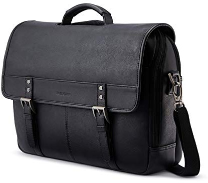 Samsonite Unisex-Adult Classic Leather Flapover, Black, One Size, Classic Leather Flapover