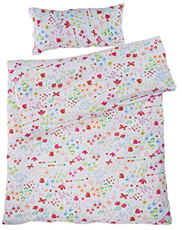 Bio Kinderbettwäsche 100% Bio-Baumwolle (kbA) GOTS zertifiziert, Blumenwiese, 135 x 200 cm / 40 x 80 cm, Perkal-Stoff