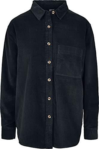Urban Classics Damen Ladies Corduroy Oversized Shirt Hemd, Black, XXL