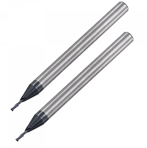 sourcing map Square Nose End Mill, 1mm Tip Dia Solid Carbide AlTiN Coated CNC Router Bits 2 Flute Spiral Milling Cutter HRC45 with 4mm Shank 50mm (2-inch) Length, 2pcs