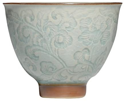 VICASKY 1satz Kung Fu Teewaren Keramiktasse Professionelle Teetasse Mit Feinem Reliefdesign Geeignet Für Grünen Und Schwarzen Tee Für Teeliebhaber Und Häuslichen Gebrauch