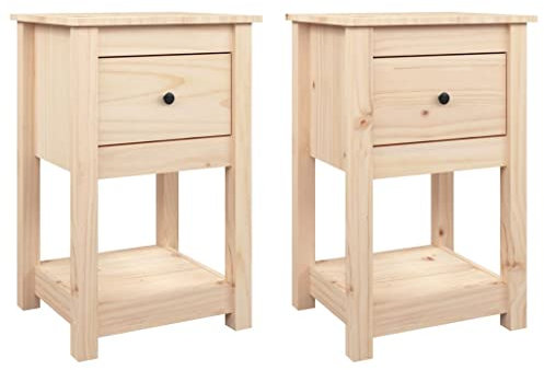 vidaXL 2X Nachttisch Nachtschrank Nachtkommode Nachtkonsole Schlafzimmer Schrank Kommode Nachtkästchen 40x35x61,5cm Massivholz Kiefer