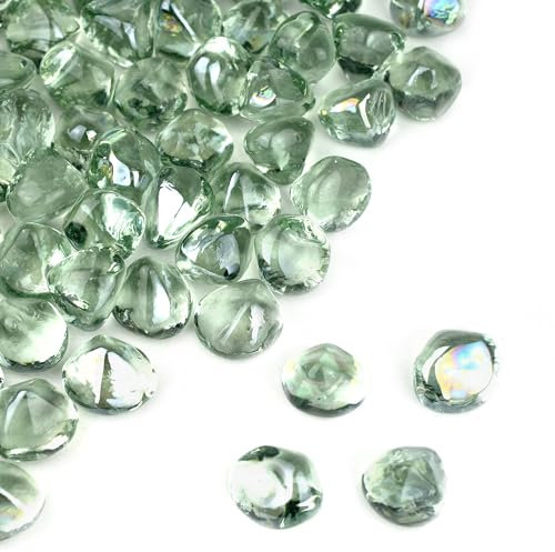 Holy Fire Diamantes de vidrio ignífugo de 1 pulgada para hogueras, rocas de diamantes reflectantes para chimeneas de gas natural o propano, cuencos de fuego, paisajismo interior y exterior. (10