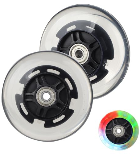 DBREAKS Ruedas Luminosas LED, 2Pcs Ruedas luminosas para scooter, 100mm rueda brillantes para patinete, Rueda para Patinete, Ruedas Repuesto Patinete con Luces (Azul)