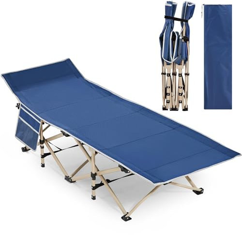 Yaheetech Feldbett Gästebett Campingbett Camping Reisen Bett klappbar bis 150kg belastbar mit Transporttasche 186 x 66 x 52 cm, Marineblau