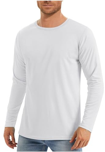 T-Shirts Anti-UV Homme Rashguard Manches Longues Pullover,Tee Shirt Hommes Protection Solaire Léger Uni Tee Shirt Manche Longue,Pullover Tops Homme pour Baignade Surf Pêche