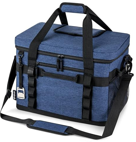 OPUX Collapsible Soft Cooler Bag, 48 Can Leakproof Insulated Tote, Navy