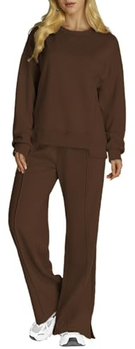 SotRong Tuta da Donna Set Completo Comodo Abbigliamento da Casa Set con Girocollo Set Coordinato Set di Due Pezzi Solido Semplice Tuta da Jogging da Donna Due Pezzi Autunno Inverno Casual Outfit