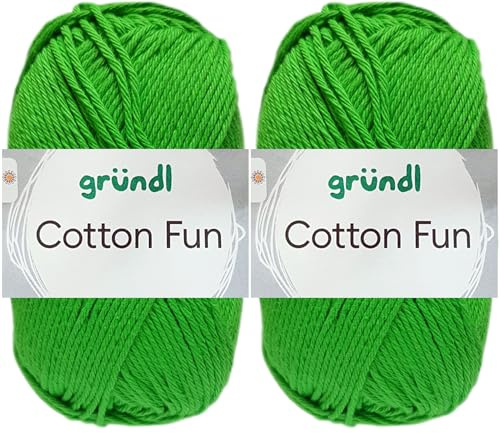 2x50 Gramm Gründl Cotton Fun Häkelgarn aus 100% Baumwolle inkl. Anleitung für Meerschwein (12 Froschgrün)