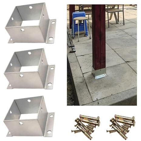 GZKDKZB Base de Poste 1 Pieza 4 Piezas, Soporte de Anclaje de Brida de Acero Inoxidable con Tornillos para barandilla de terraza/pabellón Exterior/Valla de sujeción, Soporte de Poste de ma