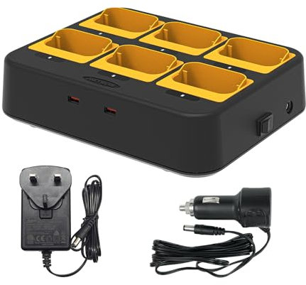 Retevis RB648/RB648P Six Way Charger for Walkie Talkies, Efficient 6-way charger, Secure to Charge, Walkie Talkie Charger for Contractor, Warehouse, Industry, Jobsites (1Pcs)