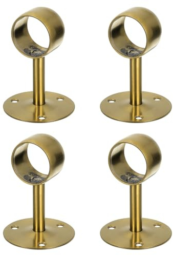 QUARKZMAN 4 Pcs Soporte para Barra De Cortina De 1.5 Pulgadas, Montaje En Techo, Zócalo De Brida para Tubo, Soporte para Barra De Armario De Acero Inoxidable, Dorado