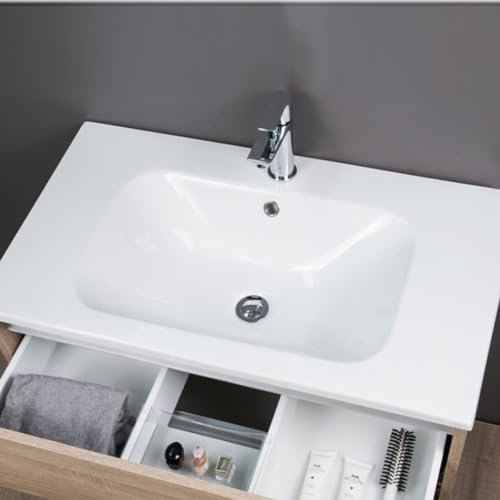 Yellowshop - Lavabo Da Incasso per mobile bagno Ceramica Bianco Lucido Sanitari Bagno Design Moderno Modus Rettangolare Troppo Pieno Diverse Misure (81 x 46 cm)