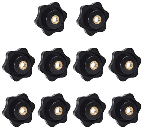 10 Pcs M6 Star Clamping Nuts 32mm, Plastic Clamping Nuts Grip Knob, Plastic & Brass for Furniture, Machine Tools, Fitness Equipment, Mechanical Devices, Industrial Systems, and More